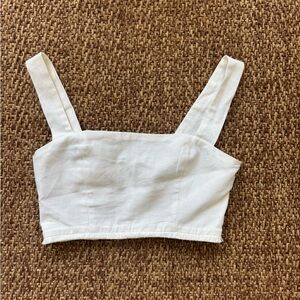 Forever 21 White Fitted Crop Tank Top